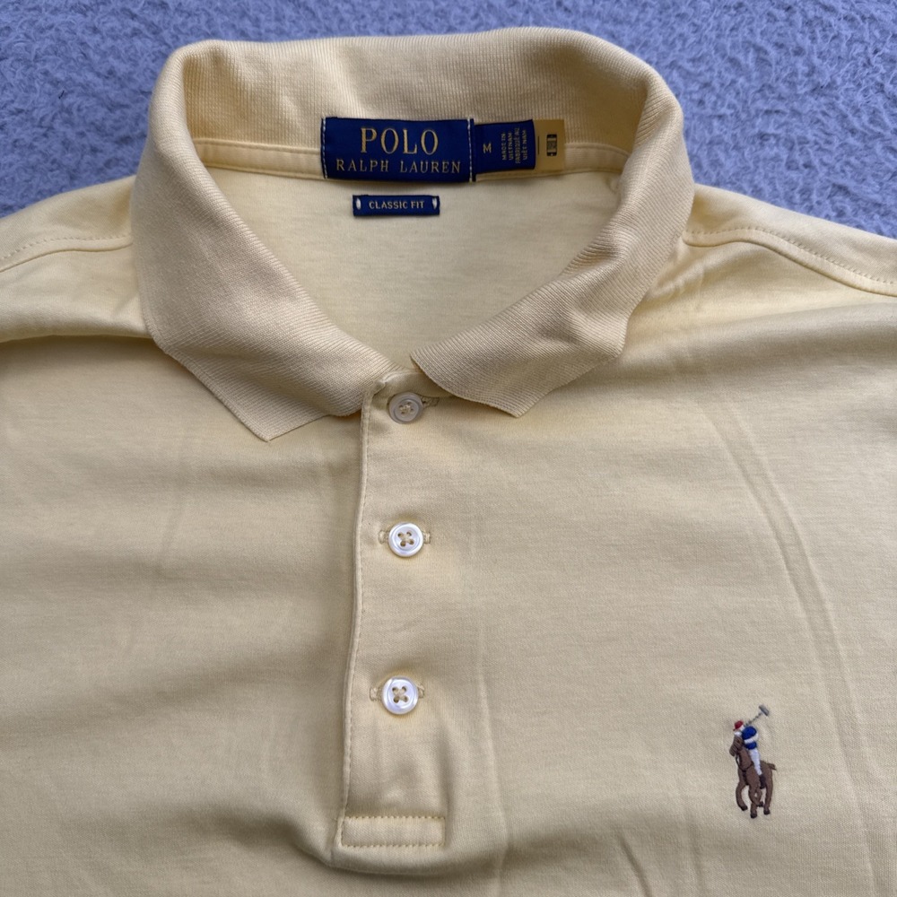 Polo Ralph Lauren Polo Mens Medium Yellow Excellent Classic Fit Short Sleeve